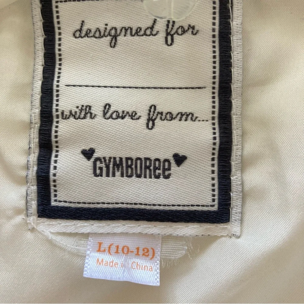 Gymboree White Star-Patterned Kids Jacket with Faux Fur Hood Girl Size 10